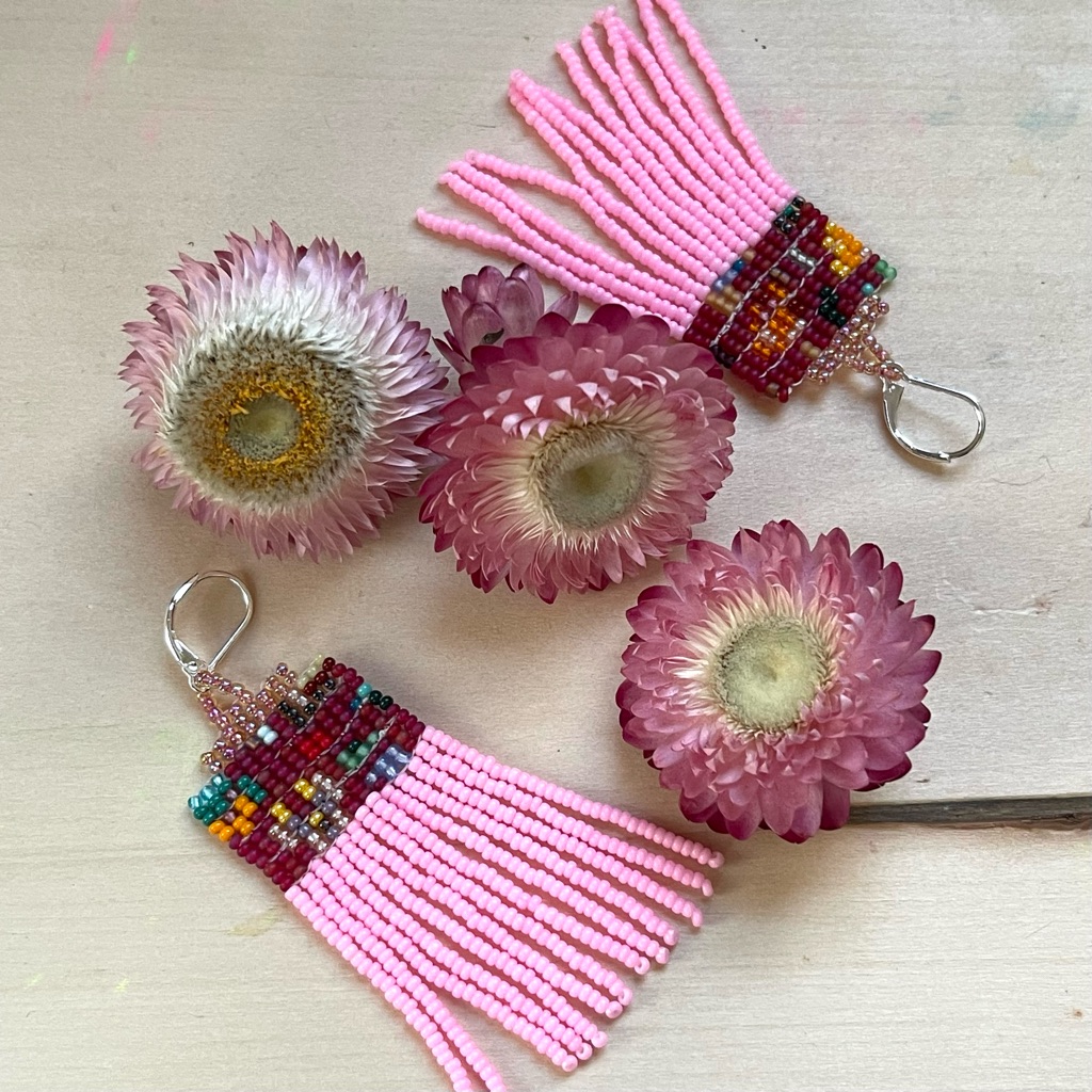 Handmade Glass Earrings | Kith One Of A Kind Handwoven Bead Earrings In Bloom